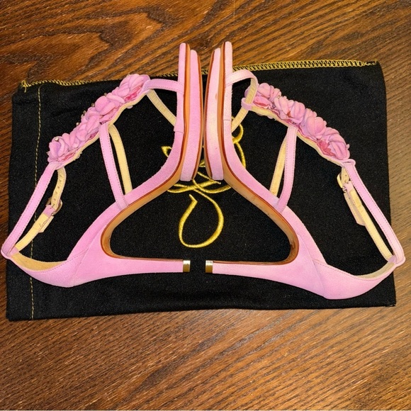 MS Shoe Design Handmade Brazil Pink Leather Diamond Pins 'ANNA' Sandals 5 Heels - Picture 7 of 16